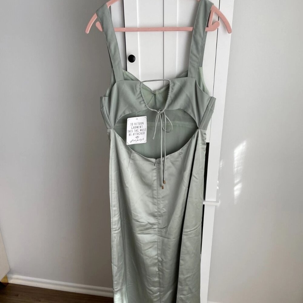 Free People Maxi Dress with Tie Up Back in Muted Forest Green (Size 12)